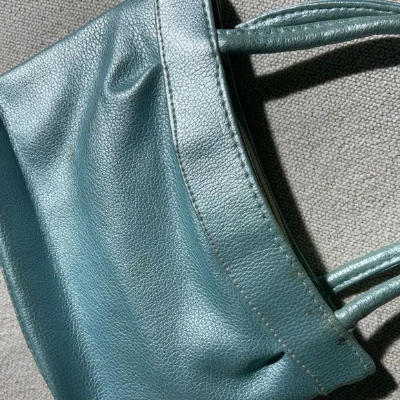 Teal Leatherette Mini Bag with Gold Accent - Picture 6 of 6